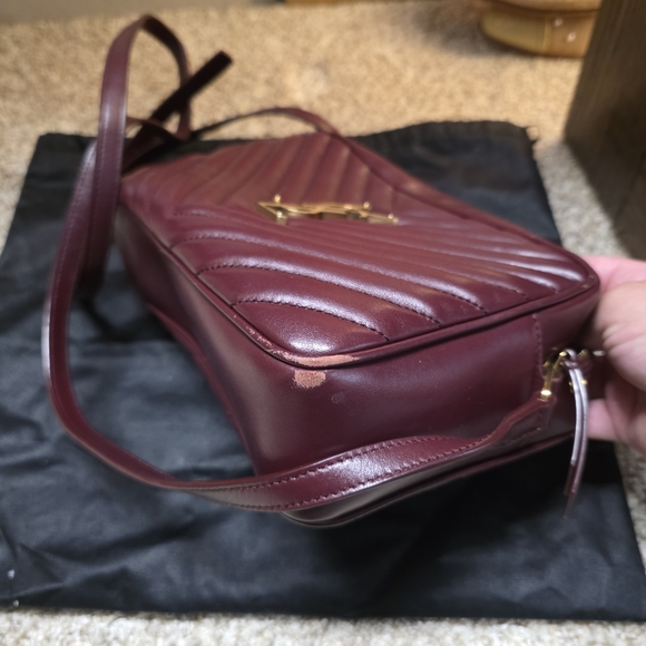 Saint Laurent Burgundy Quilted Crossbody Bag - Picture 5 of 9